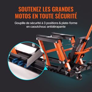 Support de levage hydraulique en acier pour moto, capacité 1500 LBS, 4,7''-15'', 4 roues, support de levage à ciseaux pour VTT - Product Image 4