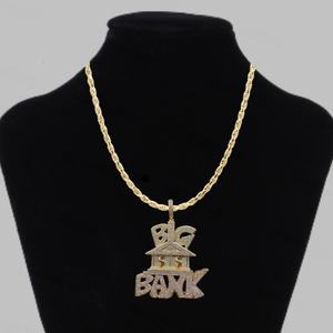 Collar con Colgante Unisex de Plata Chapada en Oro de 18K con Diamante de Corte Brillante Redondo Certificado por IGI, Estilo Hiphop, para Uso Diario - Product Image 1