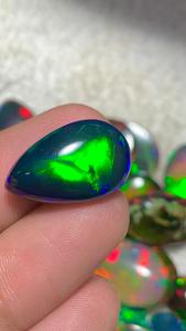 Natural Black <b>Opal</b> Loose Gemstone Teardrop Shape Rainbow <b>Fire</b> Cabochon for Ring <b>Necklace</b> Jewelry - Product Image 1