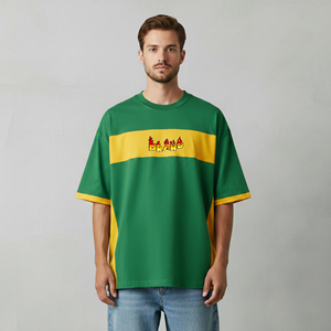 เสื้อยืดผู้ชายสไตล์ฮิปฮอปทรงโอเวอร์ไซส์แบบ 2 สี ผลิตตามสั่ง OEM/ODM ไหล่ตก ผ้าคอตตอน 100% หนานุ่ม ระบายอากาศได้ดี สวมใส่สบาย ทรงหลวม - Product Image 4
