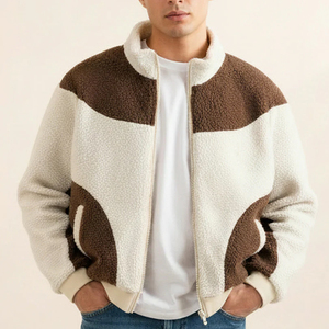 Men's Solid <b>Fleece</b> <b>Jacket</b> Breathable Stand Collar Zipper Closure Casual Winter Wear Cotton <b>Lining</b> Regular Fit Front Logo - Product Image 5