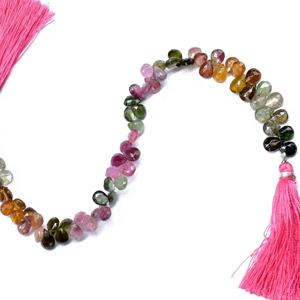 Cuentas en forma de pera facetadas de turmalina múltiple Cuentas de pera de turmalina de 5*7mm - Product Image 1