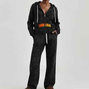 Conjunto de chándal deportivo para mujer con logotipo personalizado, lavado ácido, de alta calidad, para mujer - Product Image 4