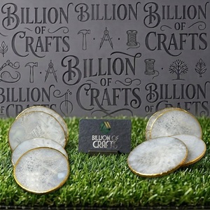 Round Resin <b>Coaster</b> Set Of 6 with <b>Gold</b> Edge Decorative Drink <b>Coasters</b> Table <b>Coasters</b> for Home Hotel Restaurant Office - Product Image 6