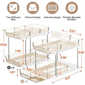 Meuble de rangement multifonction à 2 niveaux pour salle de bain et cuisine, armoire à pharmacie coulissante, organisateurs de garde-manger empilables pour une organisation optimale - Product Image 1