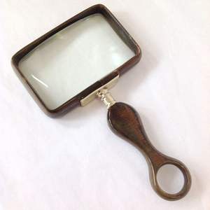 Lupa de madera maciza con mango de madera tallada para leer libros, decoración para escritorio de oficina. - Product Image 1