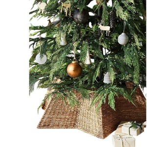 Cubierta de Cesta Cuadrada de Pasto Marino Tejido Natural para Base de Árbol de Navidad, Decoración Festiva para el Hogar - Product Image 3
