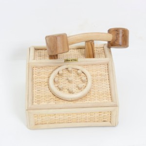 Jouets éducatifs pour bébé, téléphones en bois, téléphones en rotin naturel, prix compétitif - Product Image 3