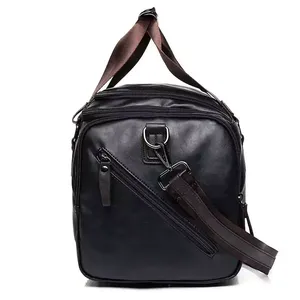 Sac de voyage de luxe en cuir marron foncé pour homme, sac de week-end classique robuste, best-seller - Product Image 4