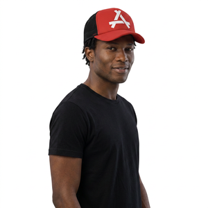 Casquette Trucker en Maille Rouge avec Logo Lettres Blanches, Fermeture à Double Boucle, Style Sportif, Idéale pour l'Extérieur Printemps-Été, Unisexe Décontracté - Product Image 4