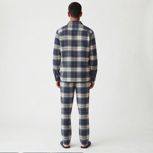 Ensemble de pyjama en flanelle pour homme, décontracté, 100 % polyester, manches longues, boutonné, pantalon long jusqu'aux chevilles, taille à cordon, coupe classique, ensemble d'hiver - Product Image 2