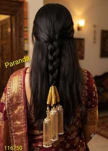 Luxury Bridal Paranda Traditional Hair Tassel Pearl Chain Hair <b>Accessory</b> Wedding <b>Braid</b> Ornament for Women Festival Wear - Product Image 4