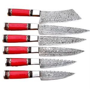 Handmade High Quality 6-Piece Damascus Steel Chef <b>Knives</b> Customized Handle <b>Sharp</b> Serrated Edge for Multi-Purpose Eco-Friendly - Product Image 6