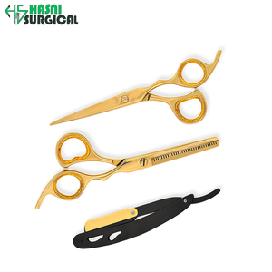 Surgical Instruments Manufacturer Pakistan Barber Hair Cutting and <b>Thinning</b> Scissors Kit with Straight Razor - Product Image 4