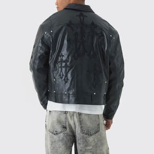 <b>Top</b> Trendy New Design Men's Winter <b>Leather</b> Fashion Jacket <b>High</b> Street Windproof Stand Eco-friendly Customized Sizes Front Logo - Product Image 3