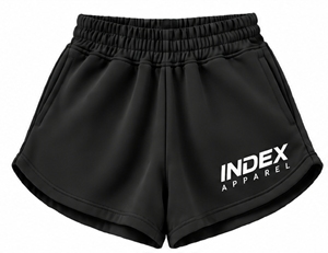 Index Apparel <b>Black</b> Knitted Polyester <b>Shorts</b> With Elastic Waist And Pockets Sporty <b>Women's</b> Casual Wear - Product Image 1
