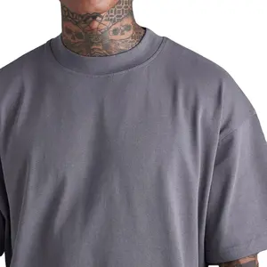 कस्टम टी शर्ट पुरुषों के लिए 100% कॉटन 300 ग्राम ओवरसाइज़्ड टीशर्ट हैवीवेट ड्रॉप शोल्डर एक्सटेंडेड रिब नेक स्ट्रीटवियर प्लेन टी-शर्ट