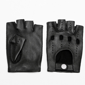 Gants de moto demi-doigts en cuir véritable pour hommes, compatibles écran tactile, écologiques, toutes saisons, design Opera, prix de gros - Product Image 1