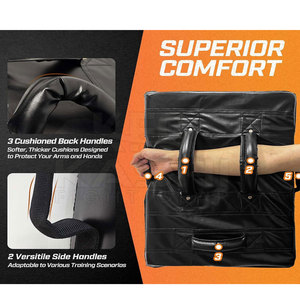 Multi Handle Leather Martial Arts Training Tool Kick Shield Designed for Dynamic Striking <b>Drills</b> Partner Work Group Sessions - Product Image 6