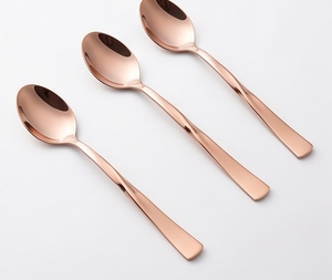Juego de Cucharas de Acero Inoxidable Color Oro Rosa, Cubertería Moderna de Diseño Elegante, Utensilios Metálicos Resistentes al Óxido para Mesa de Comedor - Product Image 1