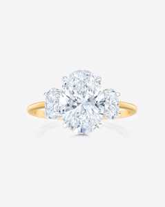 Bague de fiançailles en or massif 14K 18K avec trois pierres, diamant cultivé en laboratoire certifié IGI CVD HPHT, pour femmes, vente en gros - Product Image 1
