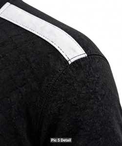 <b>Men's</b> Black Short <b>Sleeve</b> O-Neck T-<b>Shirt</b> with <b>White</b> Shoulder Stripes Solid Casual Tee - Product Image 5