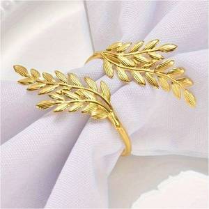 ที่ใส่ผ้าเช็ดปากโลหะรูปกิ่งมะกอกสีทอง ของตกแต่งโต๊ะงานแต่งงานและโรงแรมสุดหรู ผู้ผลิตขายส่ง - Product Image 3