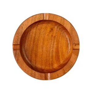 Gold Finished Round Ashtray Holder 3 <b>Sides</b> Smoking <b>Tray</b> for Hotel <b>Table</b> Decorative Use - Product Image 5