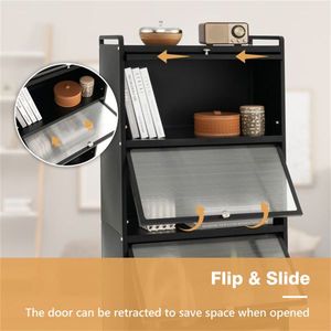 5 Tier Rolling Microwave Stand Flip Dust-Proof Doors with 4 Casters & Brakes <b>Kitchen</b> <b>Storage</b> Rack - Product Image 6