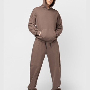 Conjunto Deportivo con Capucha para Hombre, Sudadera y Pantalones de Algodón de Color Sólido, Manga Larga, Corte Holgado, Peso Medio, Transpirable, para Otoño - Product Image 6
