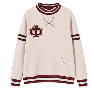 เสื้อสเวตเชิ้ตคอกลมปักลาย DST Crimson & Cream Crest Pocket Chenille แบบยูนิเซ็กส์ สไตล์ Preppy ผ้าถักนิตติ้งจากผ้าฝ้าย - Product Image 1