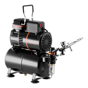 Kit Aerografo 1/6 HP con Compressore d'Aria e Serbatoio, Doppia Azione Professionale, 1 Punta, Tubo Flessibile, Acrilico per Decorazione Torte - Product Image 1
