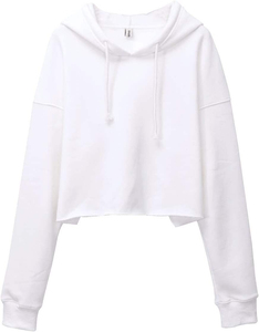 Sudadera con capucha corta de manga farol para mujer, con línea decorativa, holgada, de felpa, básica - Product Image 6