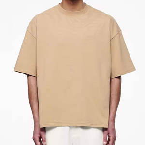 Custom Logo Eco-Friendly Anti-Wrinkle Breathable Oversized Baggy <b>Men's</b> Cotton Fleece Knitted Short Sleeve <b>T</b>-<b>Shirt</b> - Product Image 2