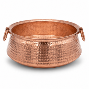 Hammered Pure <b>Copper</b> Uruli Bowl with Ring Handles for Cooking, Serving, Decor Traditional Indian Vessel Handmade <b>Copper</b> Kadhai - Product Image 1