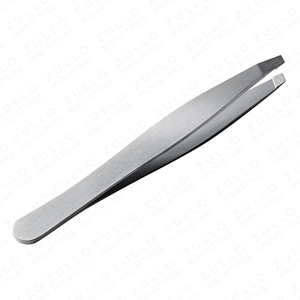 Pinzas de Cejas de Acero Inoxidable Plateado de Primera Calidad, Punta Recta Inclinada, Acabado Lijado, Herramienta de Belleza de Marca Privada OEM - Product Image 6