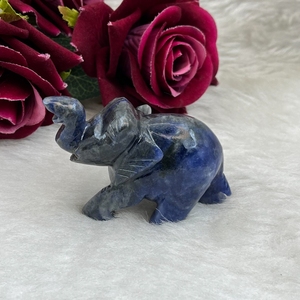 Chakralume Sodalite <b>Elephant</b> Hand Carved Natural Gemstone Figurine Intuition Clarity Feng Shui Decor Wholesale - Product Image 6