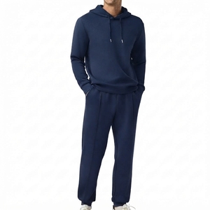 Ensemble de survêtement pour homme en coton 100% à capuche avec cordon de serrage, 2 pièces, vêtements de sport d'hiver, tenue de jogging personnalisée, veste et pantalon d'entraînement - Product Image 5