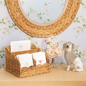 Organisateur de fichiers en rotin festonné, porte-papeterie, organiseur de bureau, panier pour magazines et journaux - Product Image 3