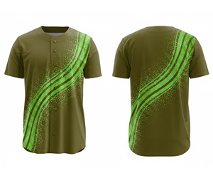 Camiseta de Béisbol con Botones, Personalizada con Bordado, Uniforme de Equipo con Logotipo y Números Personalizados |   Base de Poliéster Transpirable - Product Image 6