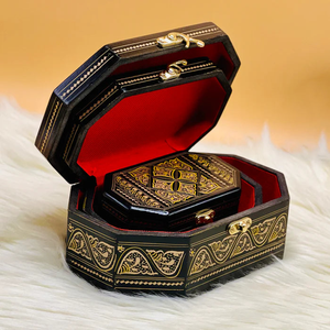 Coffret de 3 boîtes à bijoux Naqshi Art, boîtes de rangement décoratives de luxe, boîtes en bois de qualité supérieure, design artisanal - Product Image 3