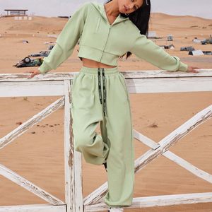 Ensemble deux pièces décontracté pour femme : sweat à capuche zippé en coton et pantalon, coupe courte et ample, style streetwear sportif - Product Image 6