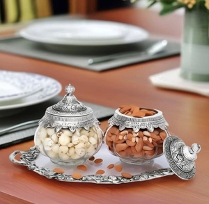Plat de service rustique en métal pour dattes, bol à noix, organisateur de fruits secs, vaisselle pour la maison, utilisation Ramadan, porte-dattes, bols - Product Image 3