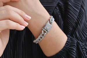 Pulsera Hip Hop de Plata 925 con Baño de Rodio, Diseño Miami Link con Diamantes de Corte Brillante, Joyería Unisex para Aniversario - Product Image 2