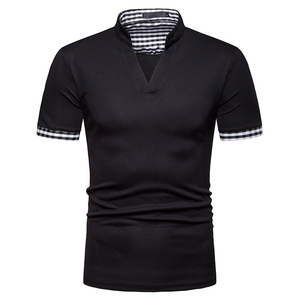 Camisa de Manga Corta Tejida Roja para Hombre, Diseño con Patrón Geométrico, Estilo Deportivo Casual, Cuello en V, 100% Poliéster Transpirable - Product Image 3