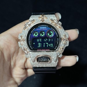 Stunning Classy Moissanite Diamond <b>Watches</b> Half Iced Out And Black Rubber Band Art-round <b>Case</b> 20mm Band for Gift - Product Image 2