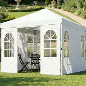 Tenda Bianca con Tettoia, Riparo Portatile per Campeggio, Padiglione, Pergola e Gazebo - Prodotto Ibrido - Product Image 1