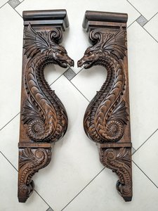 Handcrafted Wooden Dragon Corbel Art Deco Hanging Wall Sculpture for Home <b>Office</b> <b>Decor</b>-Birthday & Anniversary Gift - Product Image 2