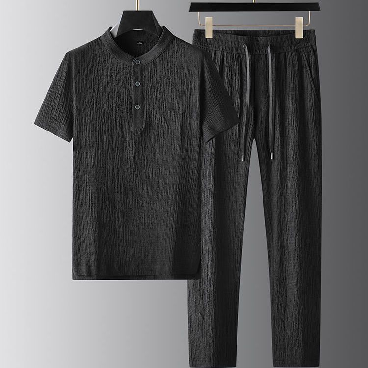 Black two-piece set (top + pants)