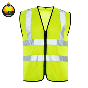 Hi Vis Polyester Safety Vest Breathable Fluorescent Customizable Logo Wholesale Workers Reflective Vest - Product Image 5